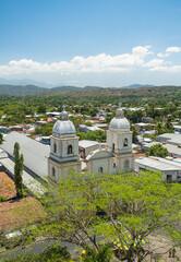 Church of San Vicente in El Salvador. View from the clock tower. Part of the city of San Vicente.