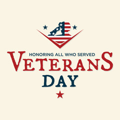 Abstract letter Veterans Day background emblem template background