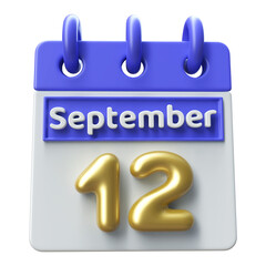 12th September -  Icon 3d Calendar of Day