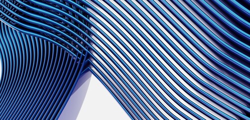 background waves Parallel waves of plastic Twisted curved tube 3D illustration