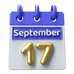 17th September -  Icon 3d Calendar of Day