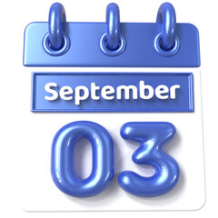 3rd September -  Icon 3d Calendar of Day