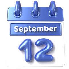 12th September -  Icon 3d Calendar of Day