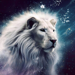Naklejka premium photography of brave lions, looks, tender, felines, beautiful white photographs for paintings
