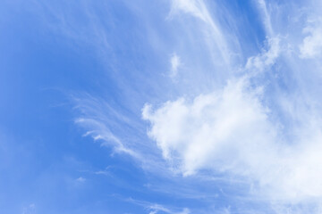Naklejka na ściany i meble White soft cloud on blue sky background, nature background, season and weather concept