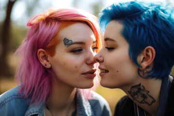 Lesbian Couple at the Park - ai generated