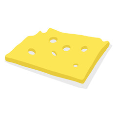 cheese parts and slices isolated on a white background. Cheese flat icon. Vector of cheese in flat style isolated on white background.