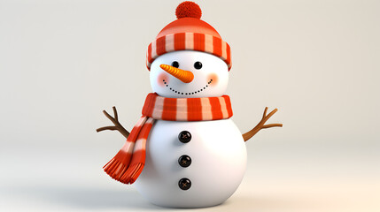 Fototapeta premium snowman with red hat and scarf