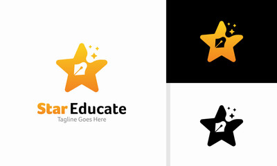 Vector star educate logo design concept, academy logo template