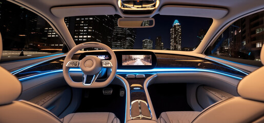 Interior of the Electric car, Alternative energy.