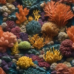 Naklejka na ściany i meble An underwater view of a coral reef made entirely from intricately carved vegetables and fruits2