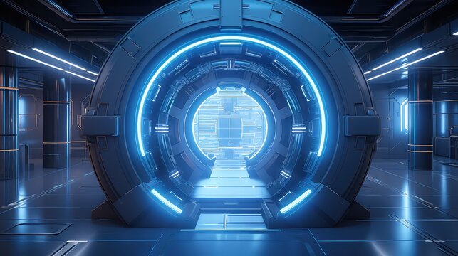 Sci-fi background with portal opening
