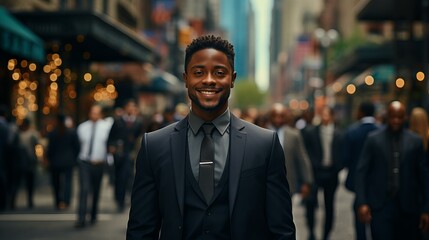 Fototapeta premium 営業中のアフリカ系ビジネスマン