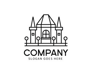 Fototapeta premium Luxury landscape building logo design with lines