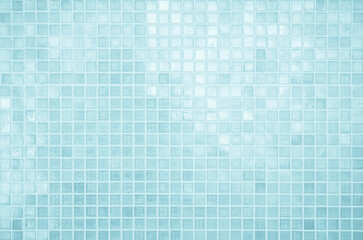 Blue ceramic wall and floor tiles abstract background. Design geometric mosaic texture for the decoration of the bedroom. - obrazy, fototapety, plakaty