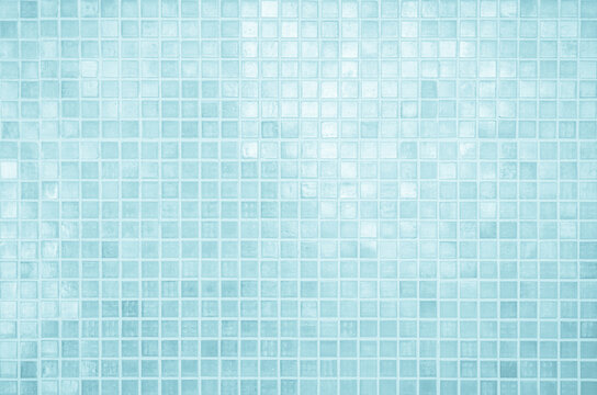 Blue ceramic wall and floor tiles abstract background. Design geometric mosaic texture for the decoration of the bedroom.