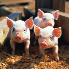 adorable baby pigs at the farm