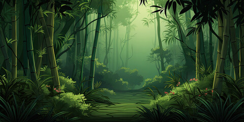 Trail in a bamboo forest illustration