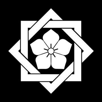 組合い角に桔梗