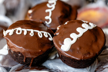 chocolate bread with a decorative line on top - mexican bread side view