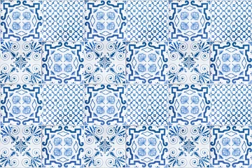 Foto auf Acrylglas Colorful vintage ceramic tiles wall decoration.Turkish ceramic tiles wall background © Saichol