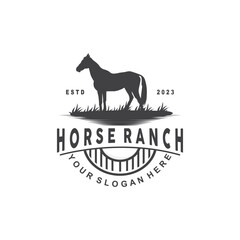 Horse Logo, West Country Farm Ranch Cowboy Logo Design, Simple Illustration Template