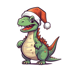 Obraz premium Cute Dinosaur Christmas Clipart Illustration