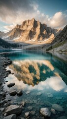 Alpine Lake Reflections for Graphic Design, Generative AI