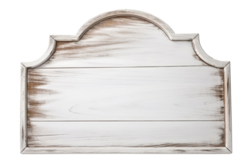 Old white painted wooden board isolated on transparent background