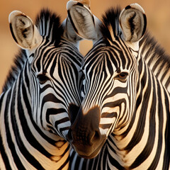 Fototapeta na wymiar closeup shot of two zebras