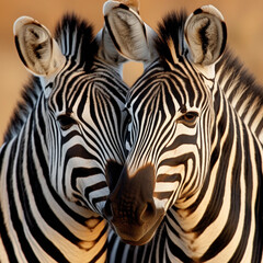 closeup shot of two zebras
