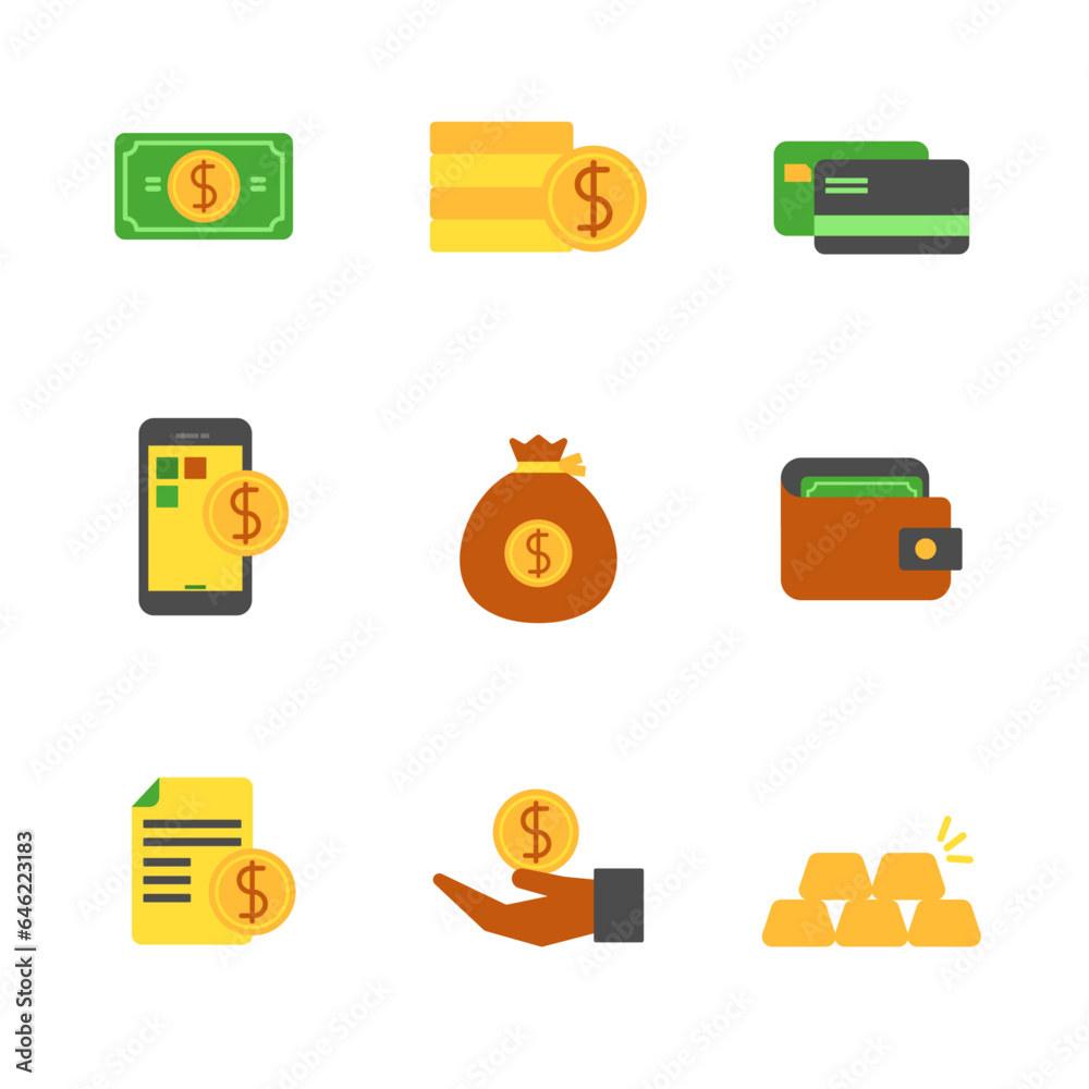 Canvas Prints set of money icons in flat style isolated on a white background