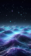 Futuristic big data visualization wave blue and purple background