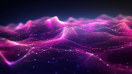 Futuristic big data visualization wave blue and purple background - obrazy, fototapety, plakaty