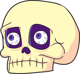 PNG illustration of a cute skull with eyes