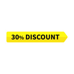 30 Discount In Yellow Rectangle Shape For Sale Advertising Business
