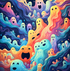 Fototapeta na wymiar Optimistic Ghosts: Colorful and Melting Patterns