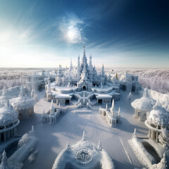 winter wonderland ice palace - obrazy, fototapety, plakaty