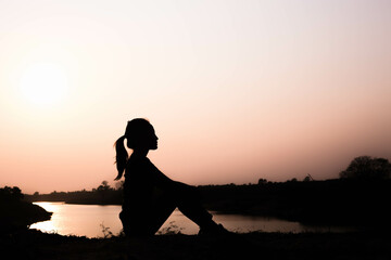 Silhouette of woman praying over beautiful sky background
- 646226361