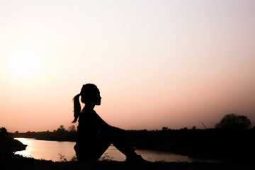 Silhouette of woman praying over beautiful sky background
- 646226368