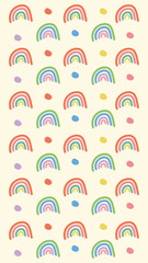 Cute Colorful Rainbow Pattern Doodle Hand Drawing Wallpaper Background Vector