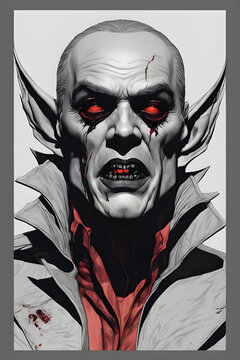 Illustration of a scary evil male vampire for Halloween