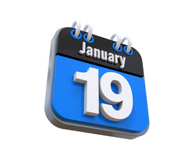 19 January Calendar 3d icon