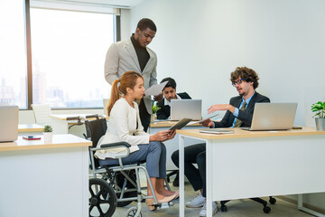 Multiracial business people having meeting and brainstorming discussed about work in conference room in the creative office.