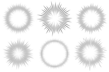 Circle sound wave. Audio music equalizer. Round circular icons set. Spectrum radial pattern and frequency frame. Vector design