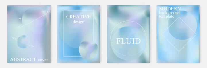 Fototapeta premium Minimalist Cover Set with Abstract Gradient Fluid Textures, Shapes. Minimalist Trendy Contemporary Design Perfect for Wall Art, Prints, Social Media, Posters, Invitations, Branding Design. 