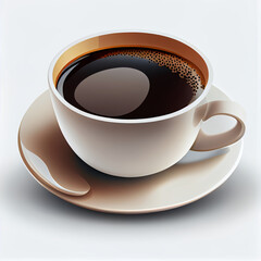 Obraz premium Coffee cup isolated, coffee cup clipart illustration, solid white background, Ai generated image