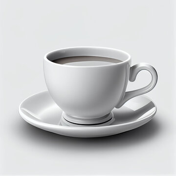 Coffee cup isolated, coffee cup clipart illustration, solid white background, Ai generated image