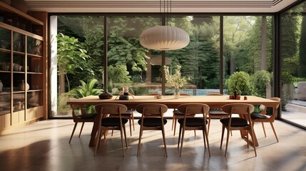 Fototapeta premium table and chairs in a restaurant