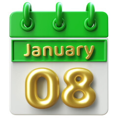 8th January -  Icon 3d Calendar of Day